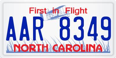 NC license plate AAR8349