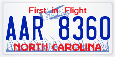 NC license plate AAR8360