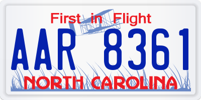 NC license plate AAR8361
