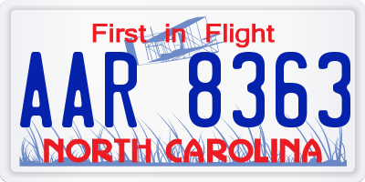 NC license plate AAR8363