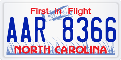 NC license plate AAR8366