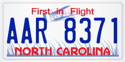 NC license plate AAR8371