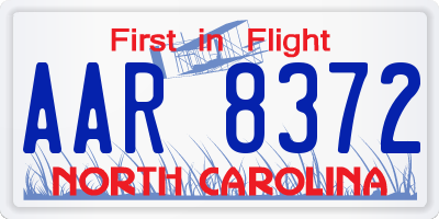 NC license plate AAR8372