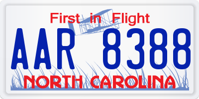 NC license plate AAR8388