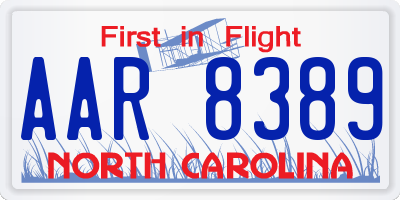 NC license plate AAR8389