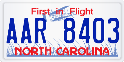 NC license plate AAR8403