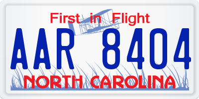 NC license plate AAR8404