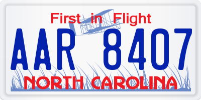 NC license plate AAR8407