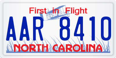 NC license plate AAR8410