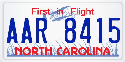 NC license plate AAR8415