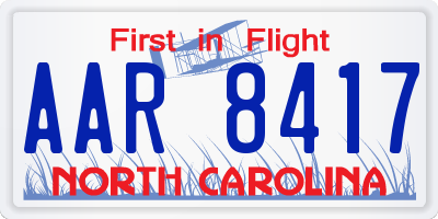 NC license plate AAR8417