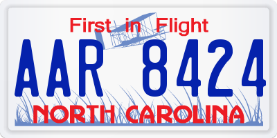 NC license plate AAR8424