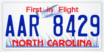 NC license plate AAR8429