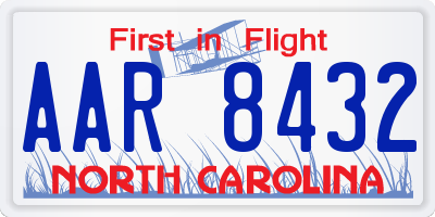 NC license plate AAR8432