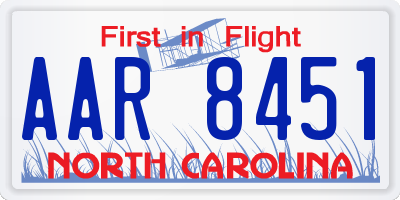 NC license plate AAR8451