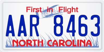 NC license plate AAR8463