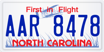 NC license plate AAR8478
