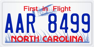 NC license plate AAR8499