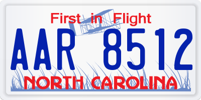 NC license plate AAR8512