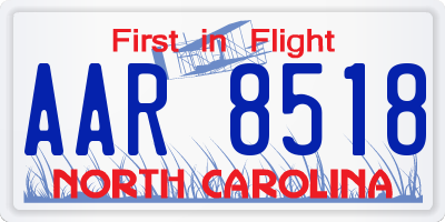 NC license plate AAR8518
