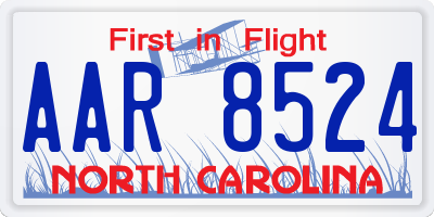 NC license plate AAR8524