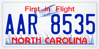 NC license plate AAR8535