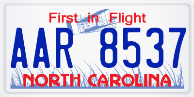 NC license plate AAR8537