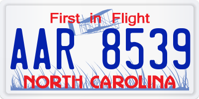 NC license plate AAR8539