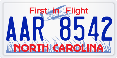 NC license plate AAR8542