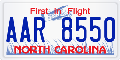NC license plate AAR8550