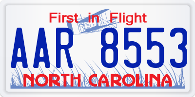 NC license plate AAR8553