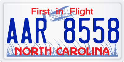 NC license plate AAR8558
