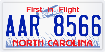 NC license plate AAR8566