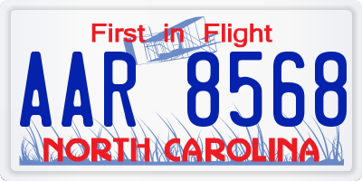 NC license plate AAR8568