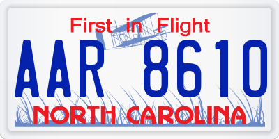 NC license plate AAR8610
