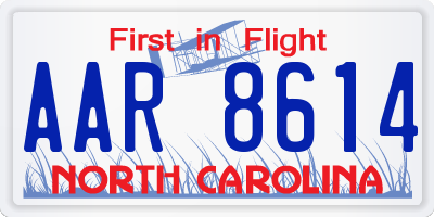 NC license plate AAR8614
