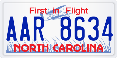 NC license plate AAR8634