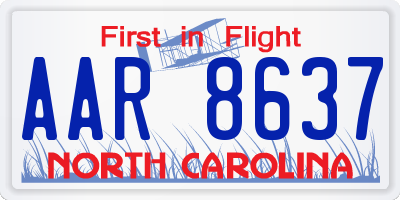 NC license plate AAR8637