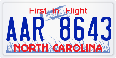 NC license plate AAR8643
