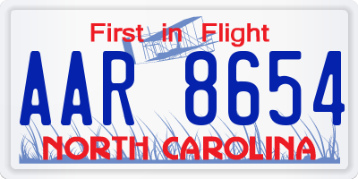NC license plate AAR8654