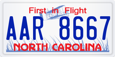 NC license plate AAR8667