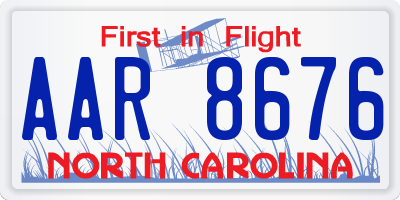 NC license plate AAR8676