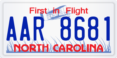 NC license plate AAR8681