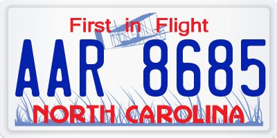 NC license plate AAR8685