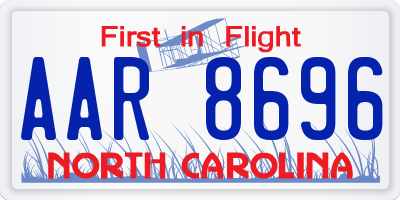 NC license plate AAR8696