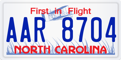NC license plate AAR8704