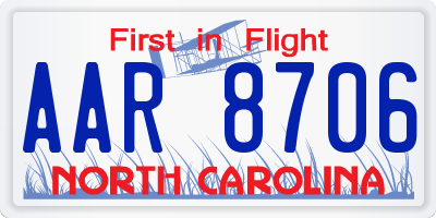 NC license plate AAR8706