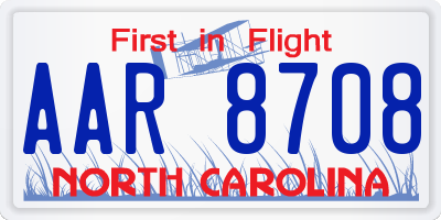 NC license plate AAR8708