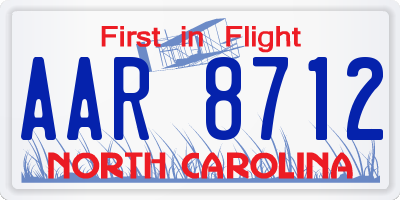 NC license plate AAR8712