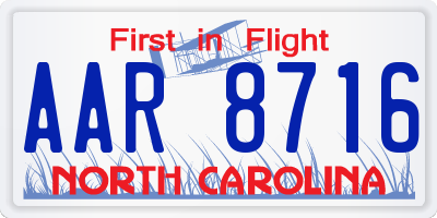 NC license plate AAR8716